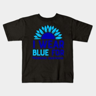 I Wear Blue For Diabetes Awareness Kids T-Shirt